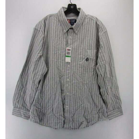 Chaps Shirt Large Button Down Striped Logo Embroidered Knit Preppy NEW - Picture 1 of 11